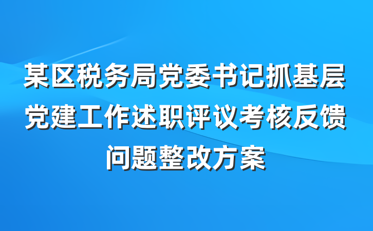某区税务局党委书记抓基层党建工作述职评议考核反馈问题整改方案