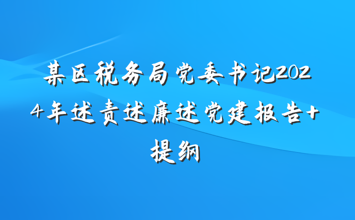 某区税务局党委书记2024年述责述廉述党建报告 提纲