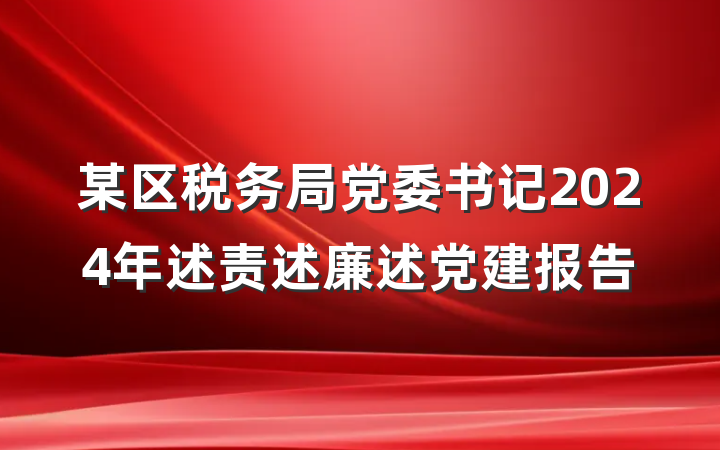 某区税务局党委书记2024年述责述廉述党建报告