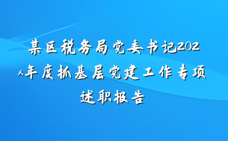某区税务局党委书记202x年度抓基层党建工作专项述职报告