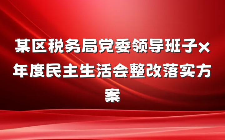 某区税务局党委领导班子x年度民主生活会整改落实方案