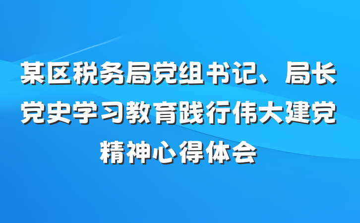 某区税务局党组书记、局长党史学习教育践行伟大建党精神心得体会