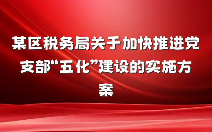 某区税务局关于加快推进党支部“五化”建设的实施方案