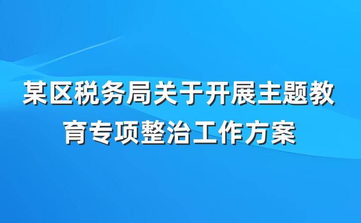 某区税务局关于开展主题教育专项整治工作方案