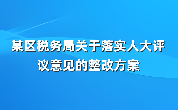 某区税务局关于落实人大评议意见的整改方案
