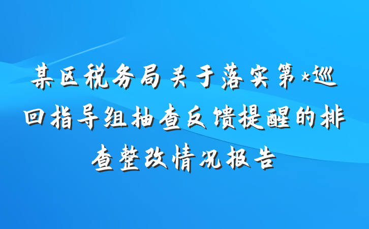 某区税务局关于落实第*巡回指导组抽查反馈提醒的排查整改情况报告