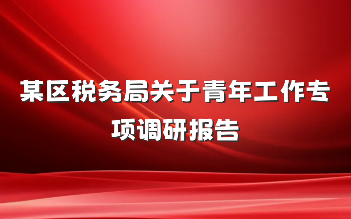 某区税务局关于青年工作专项调研报告