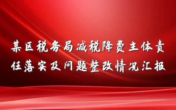 某区税务局减税降费主体责任落实及问题整改情况汇报