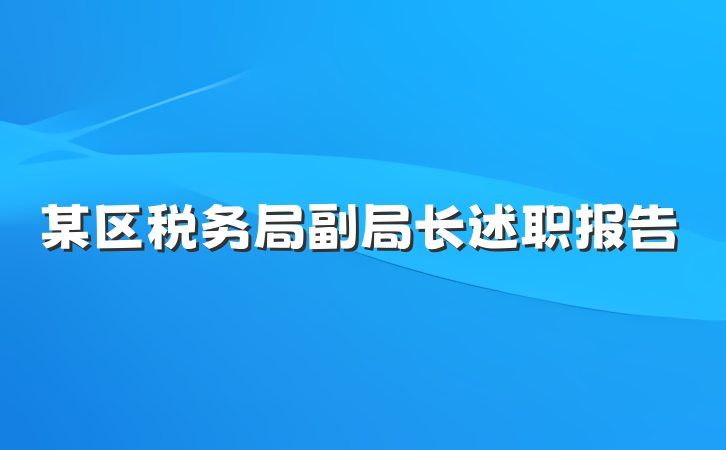 某区税务局副局长述职报告