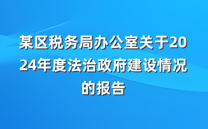 某区税务局办公室关于2024年度法治政府建设情况的报告