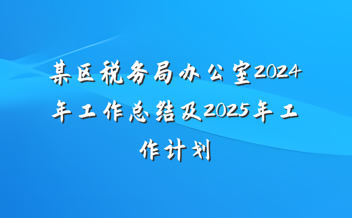 某区税务局办公室2024年工作总结及2025年工作计划
