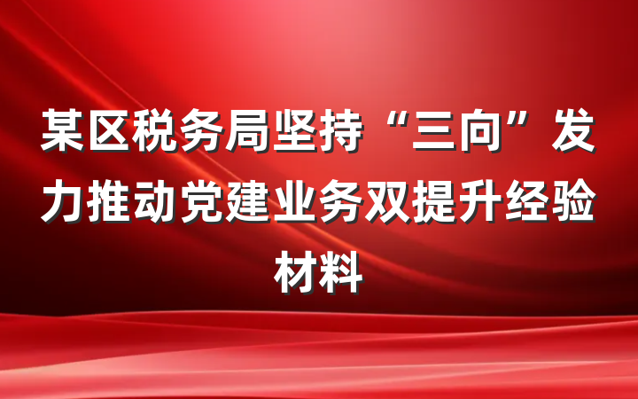 某区税务局坚持“三向”发力推动党建业务双提升经验材料