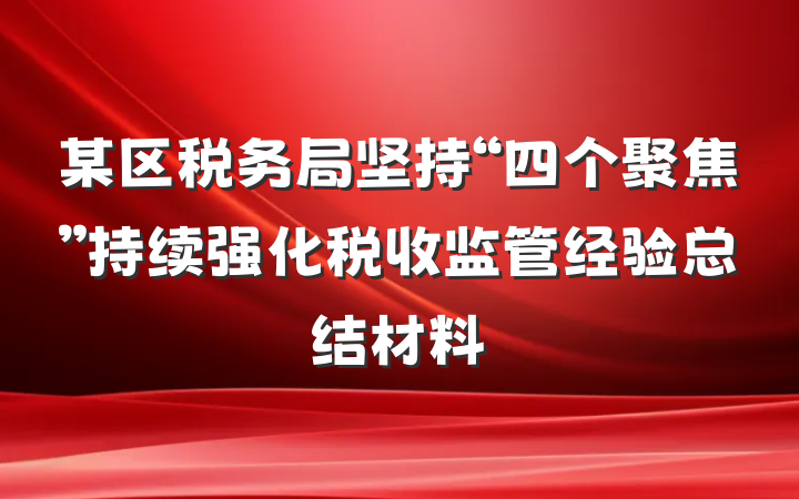 某区税务局坚持“四个聚焦”持续强化税收监管经验总结材料