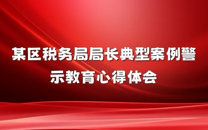 某区税务局局长典型案例警示教育心得体会