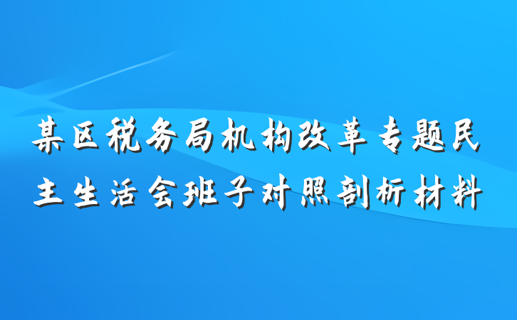 某区税务局机构改革专题民主生活会班子对照剖析材料