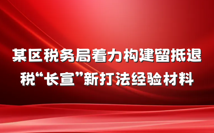 某区税务局着力构建留抵退税“长宣”新打法经验材料