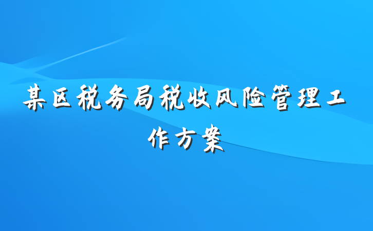 某区税务局税收风险管理工作方案