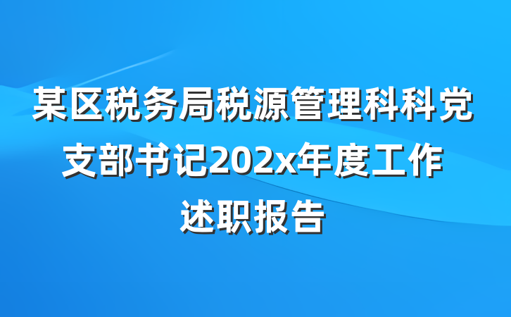 某区税务局税源管理科科党支部书记202x年度工作述职报告