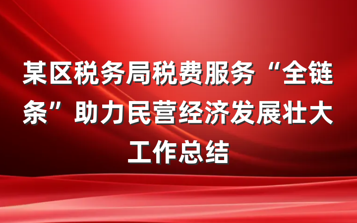 某区税务局税费服务“全链条”助力民营经济发展壮大工作总结