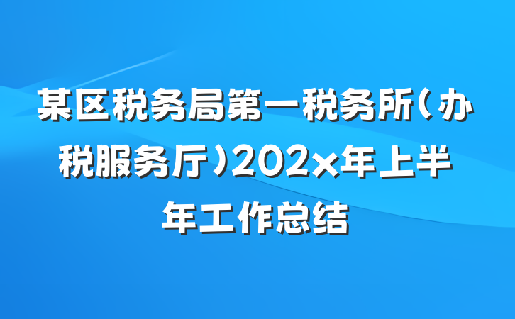 某区税务局第一税务所（办税服务厅）202x年上半年工作总结