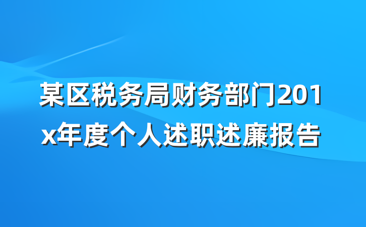 某区税务局财务部门201x年度个人述职述廉报告