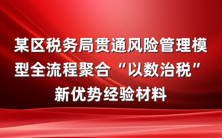 某区税务局贯通风险管理模型全流程聚合“以数治税”新优势经验材料
