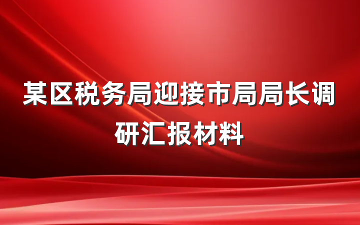 某区税务局迎接市局局长调研汇报材料
