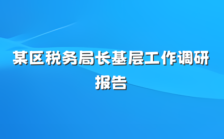某区税务局长基层工作调研报告
