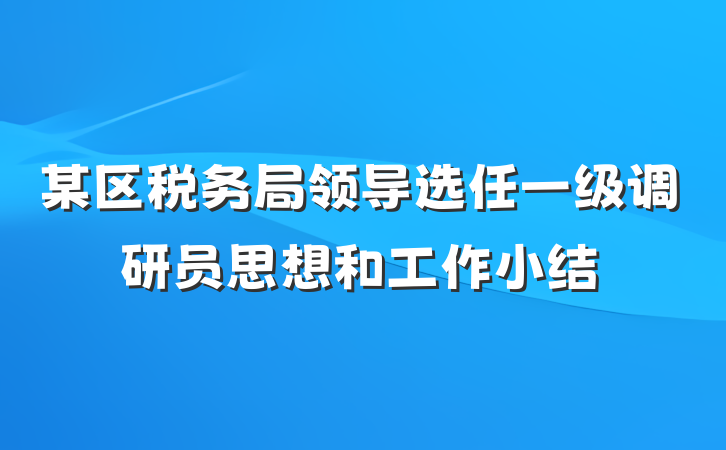 某区税务局领导选任一级调研员思想和工作小结
