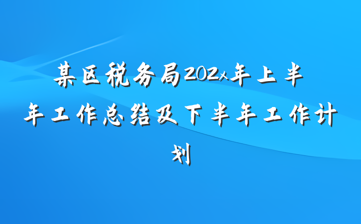 某区税务局202x年上半年工作总结及下半年工作计划