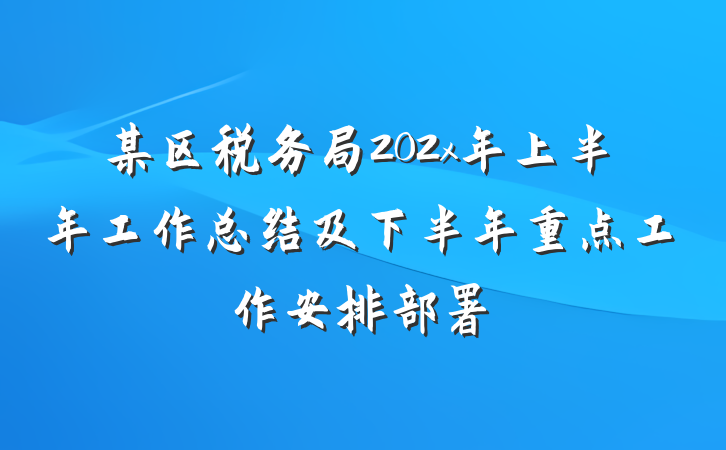 某区税务局202x年上半年工作总结及下半年重点工作安排部署