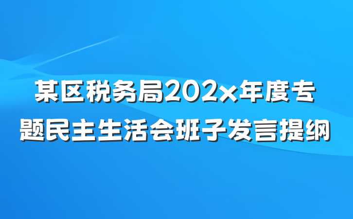 某区税务局202x年度专题民主生活会班子发言提纲