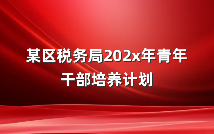 某区税务局202x年青年干部培养计划