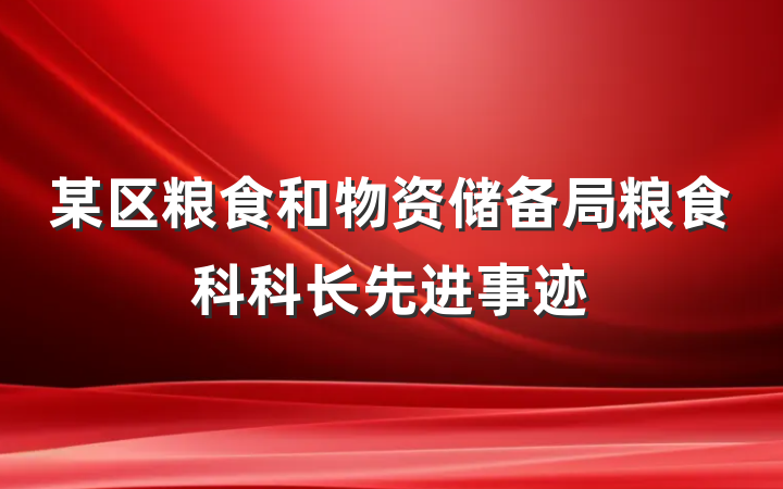 某区粮食和物资储备局粮食科科长先进事迹