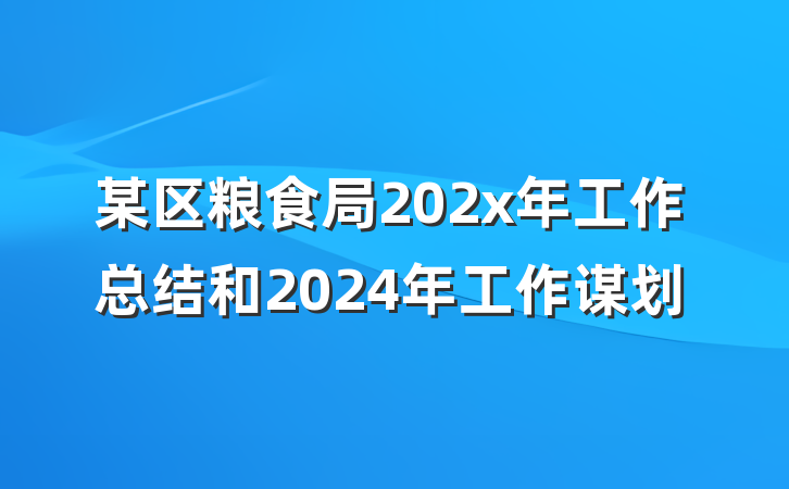 某区粮食局202x年工作总结和2024年工作谋划