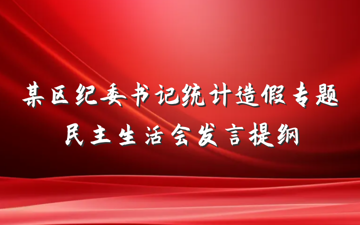 某区纪委书记统计造假专题民主生活会发言提纲