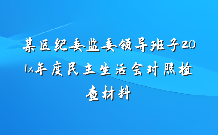 某区纪委监委领导班子201x年度民主生活会对照检查材料