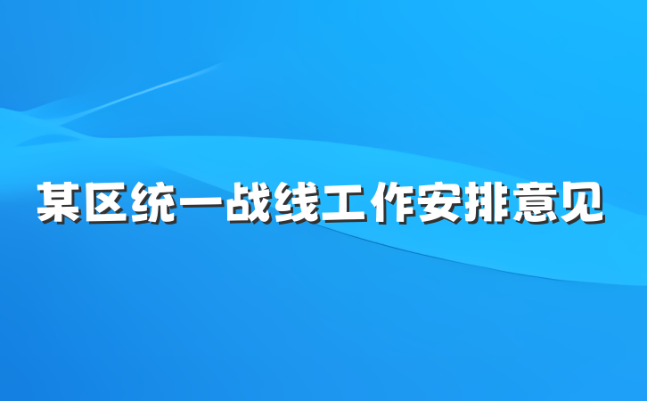 某区统一战线工作安排意见