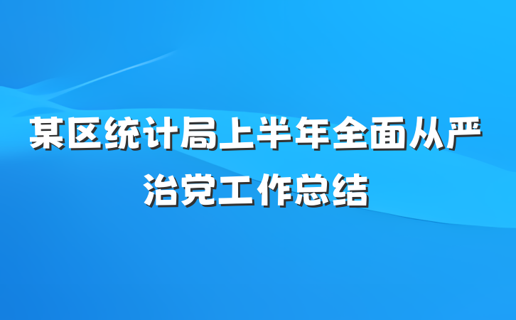 某区统计局上半年全面从严治党工作总结