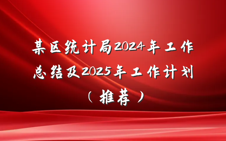 某区统计局2024年工作总结及2025年工作计划（推荐）