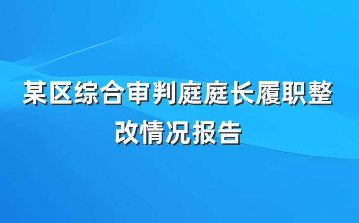 某区综合审判庭庭长履职整改情况报告