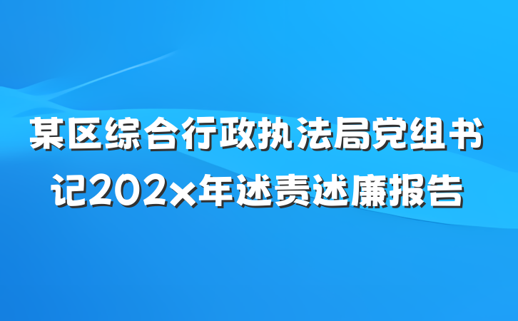 某区综合行政执法局党组书记202x年述责述廉报告