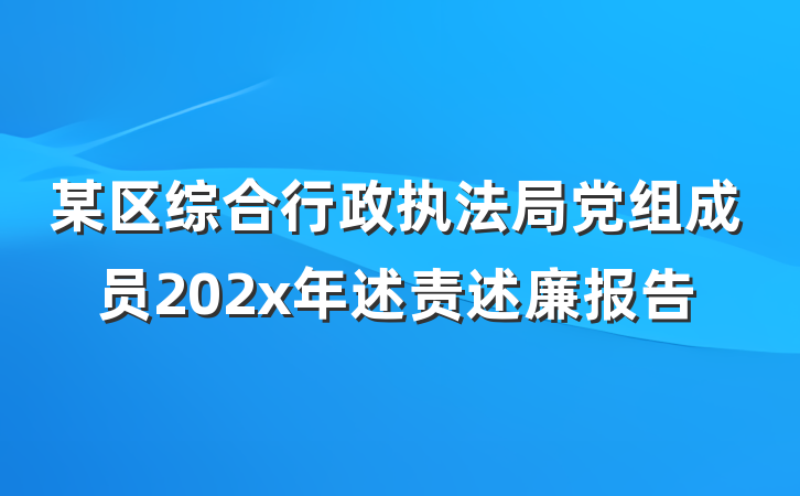 某区综合行政执法局党组成员202x年述责述廉报告