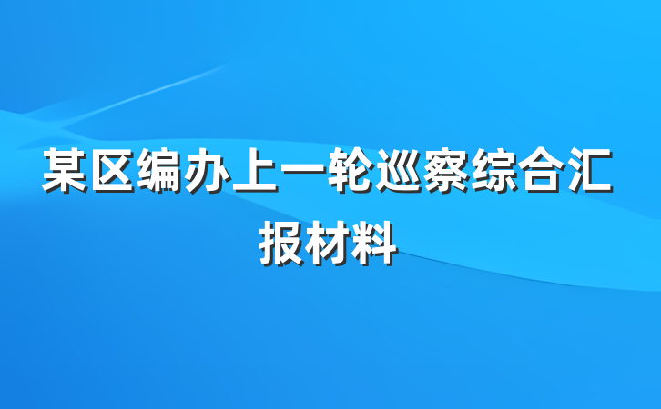 某区编办上一轮巡察综合汇报材料