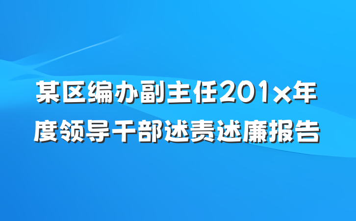 某区编办副主任201x年度领导干部述责述廉报告