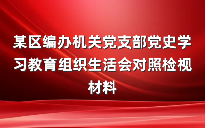 某区编办机关党支部党史学习教育组织生活会对照检视材料