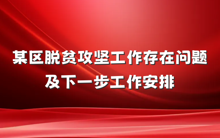 某区脱贫攻坚工作存在问题及下一步工作安排