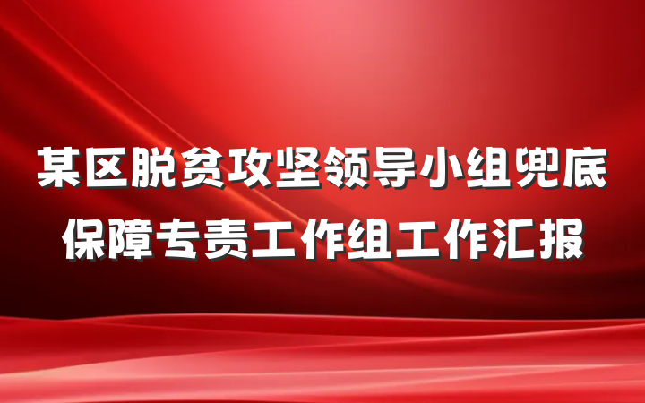 某区脱贫攻坚领导小组兜底保障专责工作组工作汇报