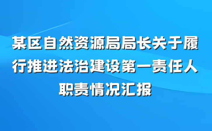 某区自然资源局局长关于履行推进法治建设第一责任人职责情况汇报