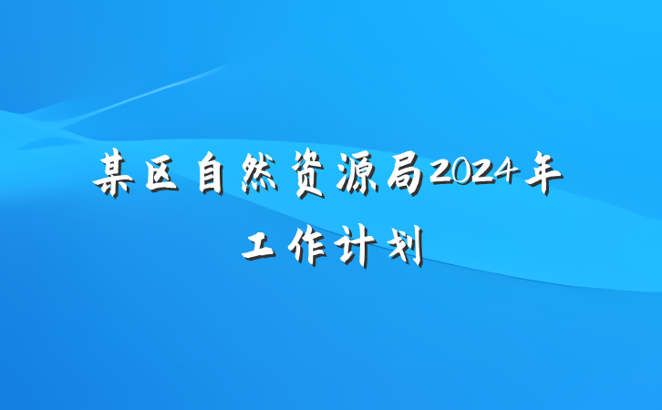 某区自然资源局2024年工作计划